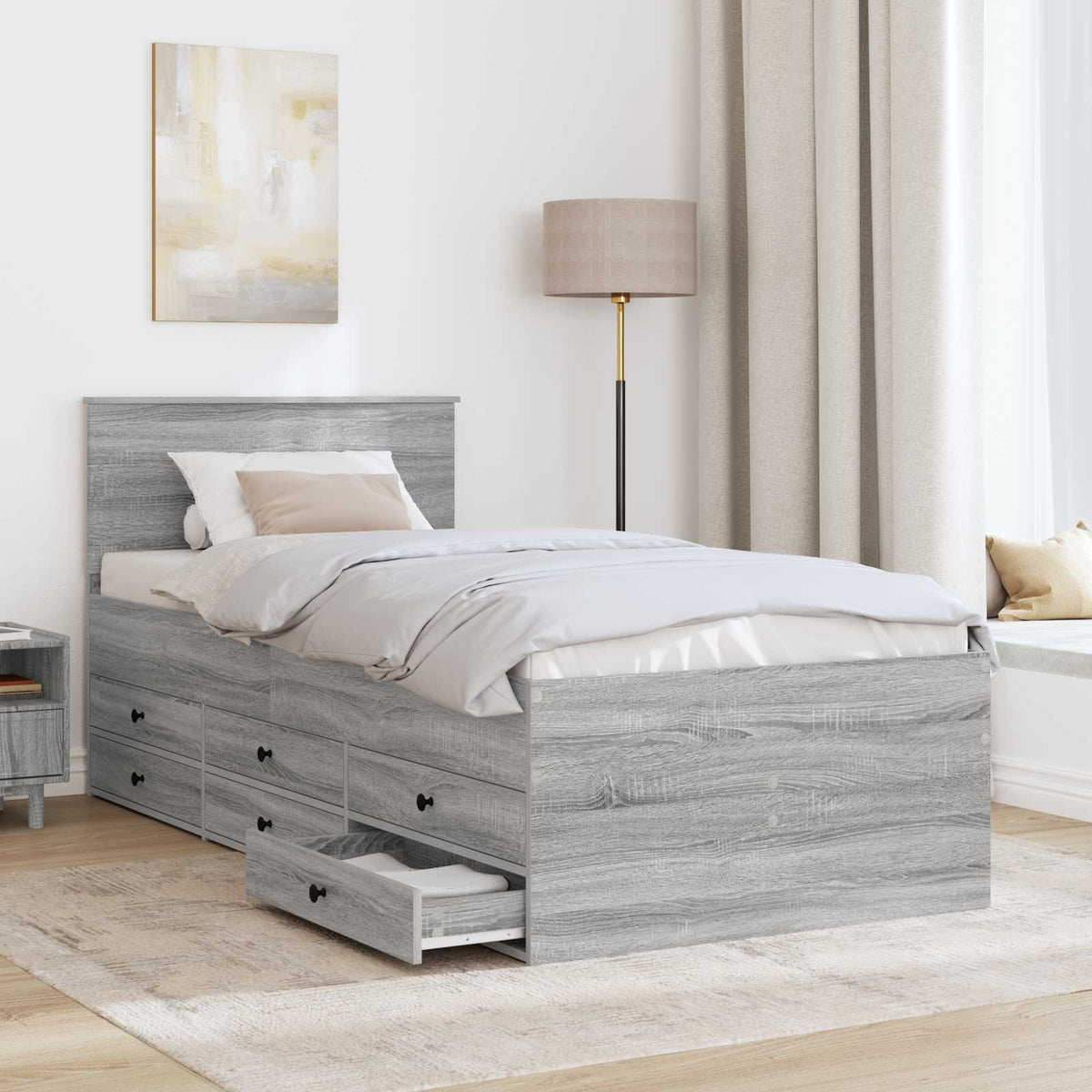 Daybed Manual Grey Sonoma and Black 75 x 190 cm Engineered Wood