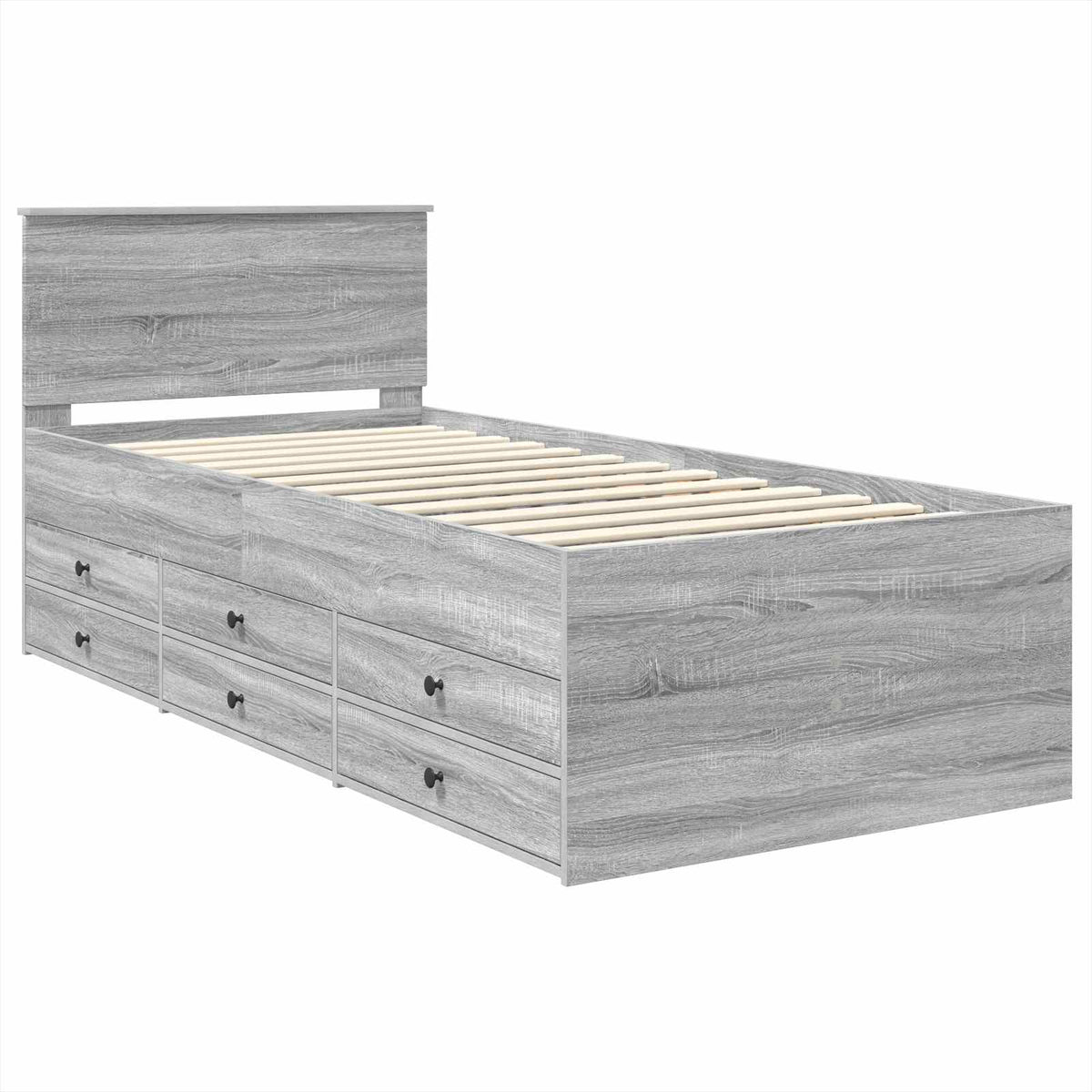 Daybed Manual Grey Sonoma and Black 75 x 190 cm Engineered Wood