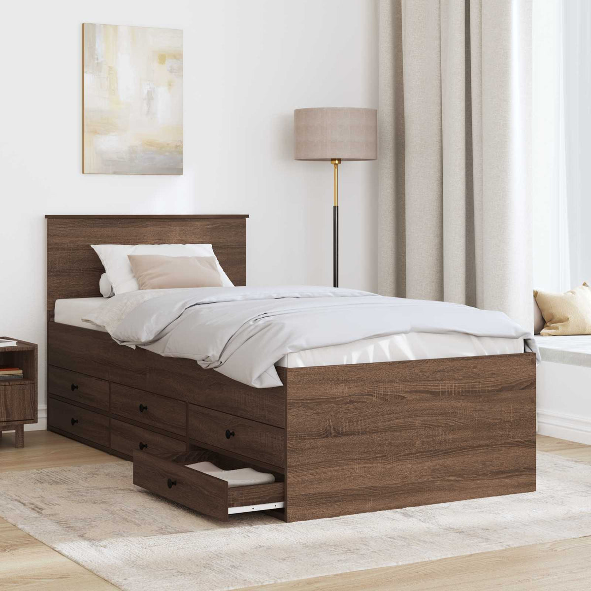 Daybed Manual Brown Oak and Black 75 x 190 cm Engineered Wood