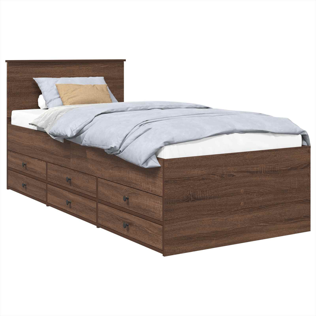 Daybed Manual Brown Oak and Black 75 x 190 cm Engineered Wood