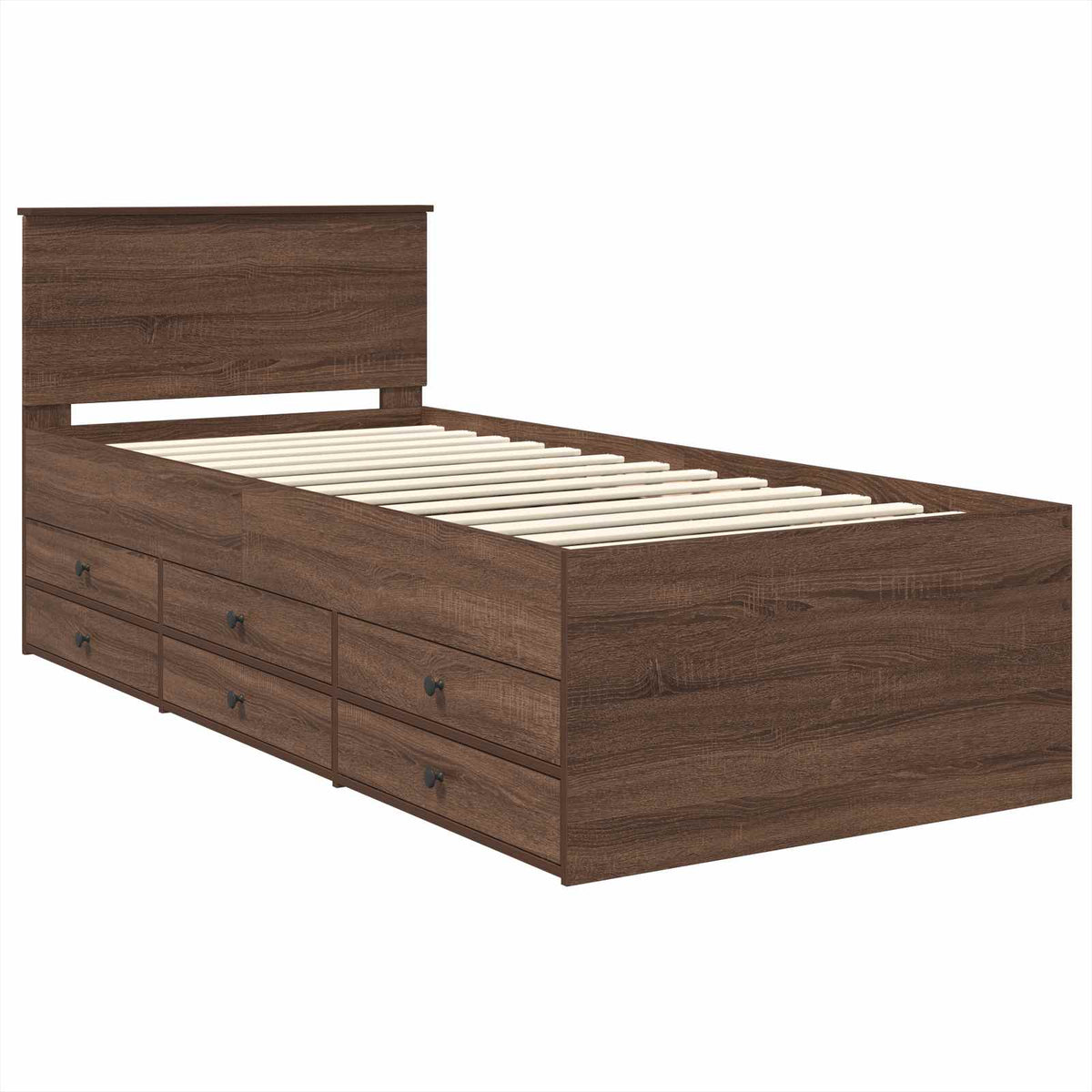 Daybed Manual Brown Oak and Black 75 x 190 cm Engineered Wood