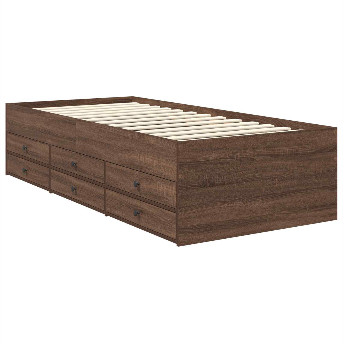 Daybed Manual Brown Oak and Black 75 x 190 cm Engineered Wood