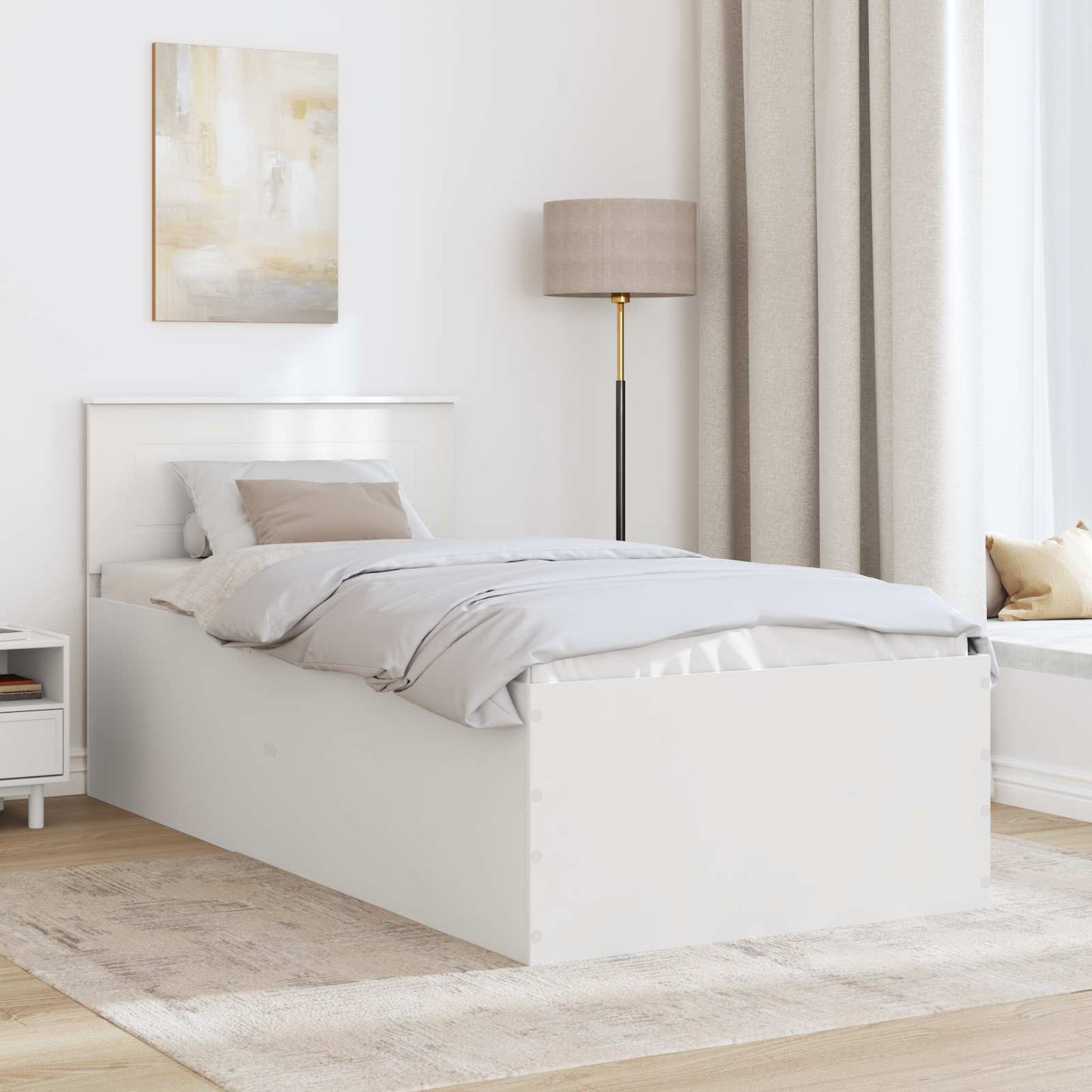 Bed Frame with Headboard White 120 x 200 cm Engineered Wood