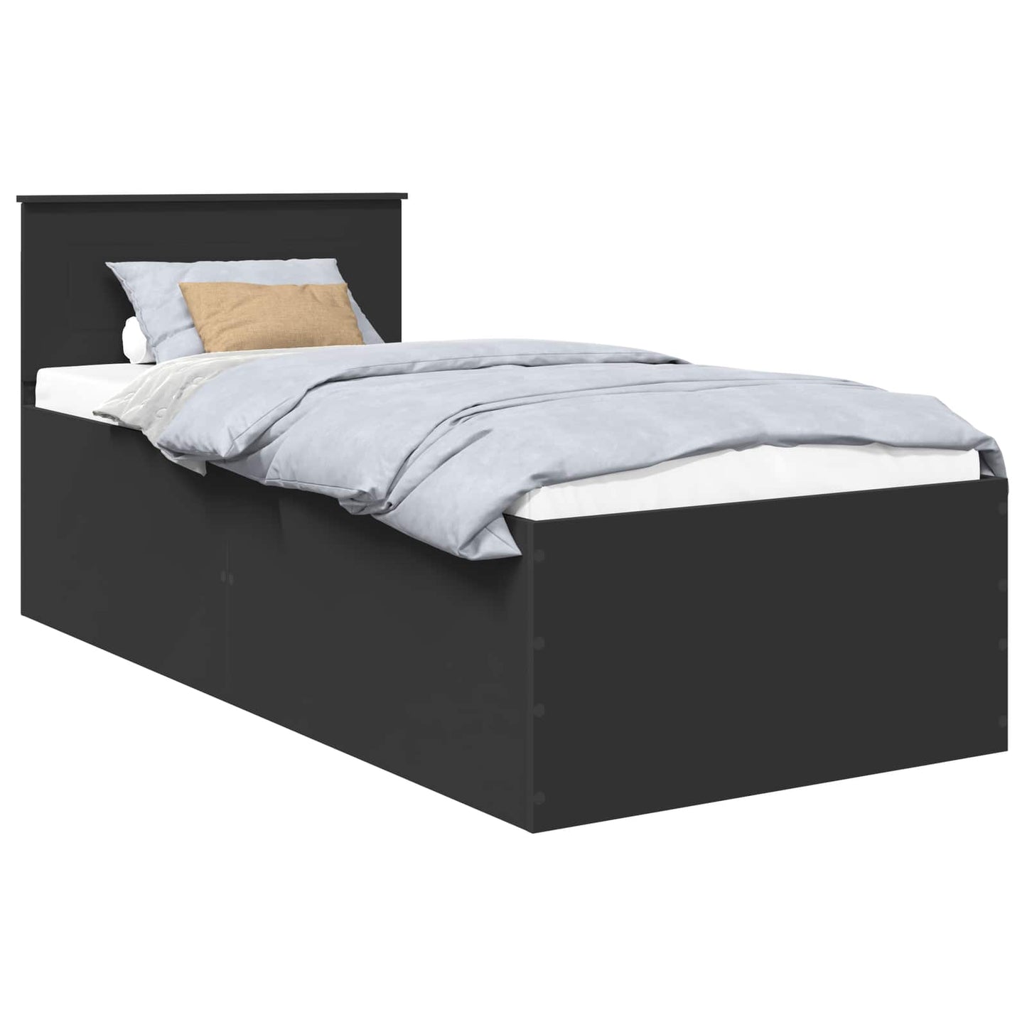 Bed Frame with Headboard Black 120 x 200 cm Engineered Wood