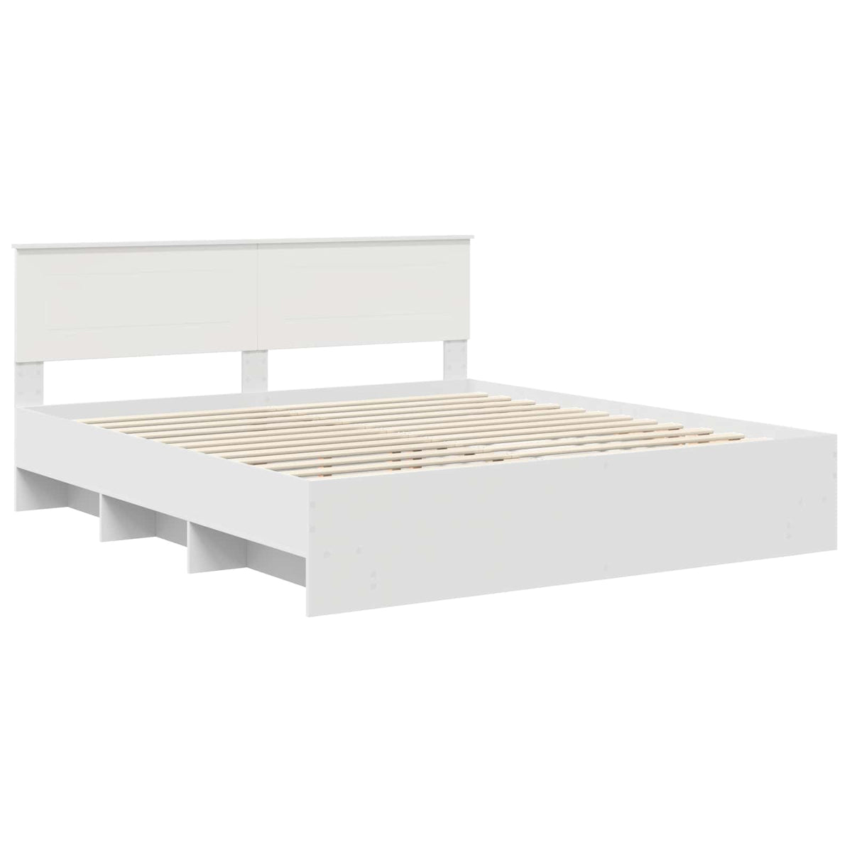 Bed Frame with Headboard White 200 x 200 cm Engineered Wood
