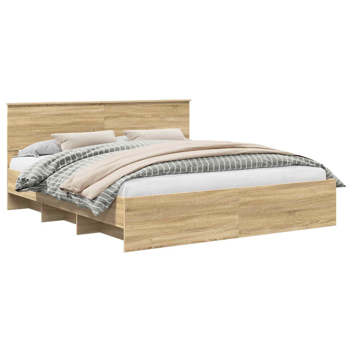 Bed Frame Sonoma Oak 200 x 200 cm Engineered Wood