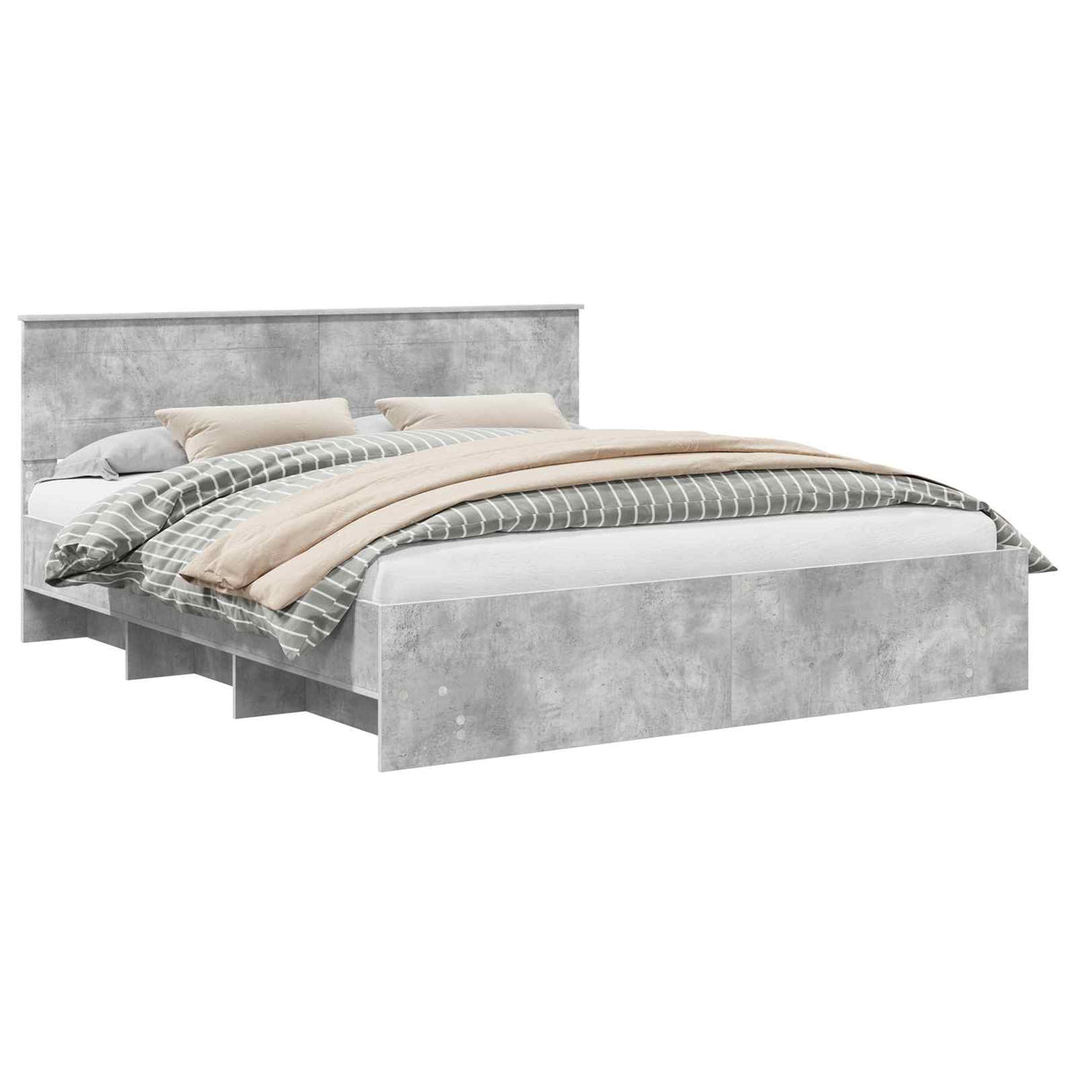 Bed Frame Concrete Grey 200 x 200 cm Engineered Wood