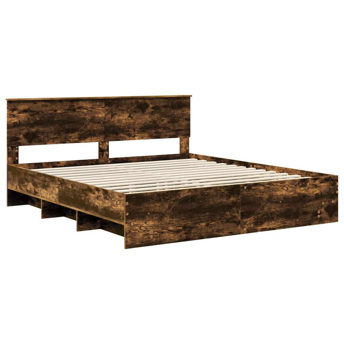Bed Frame Smoked Oak 200 x 200 cm Engineered Wood