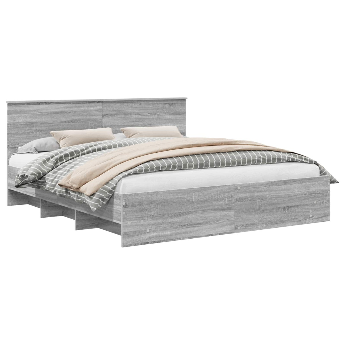 Bed Frame Grey Sonoma 200 x 200 cm Engineered Wood