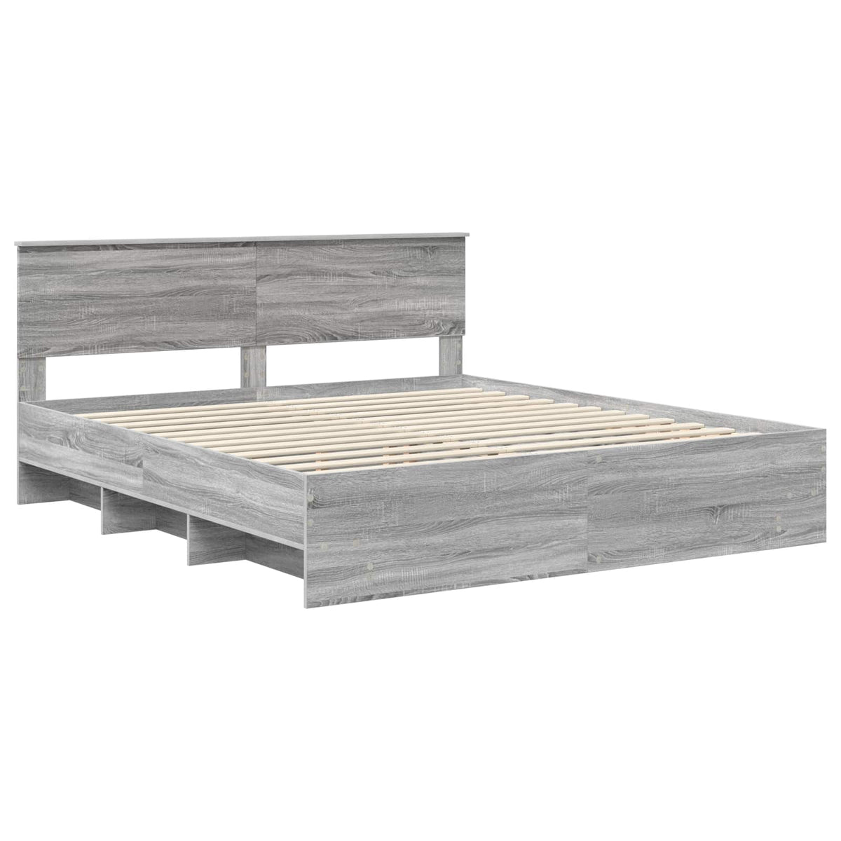 Bed Frame Grey Sonoma 200 x 200 cm Engineered Wood