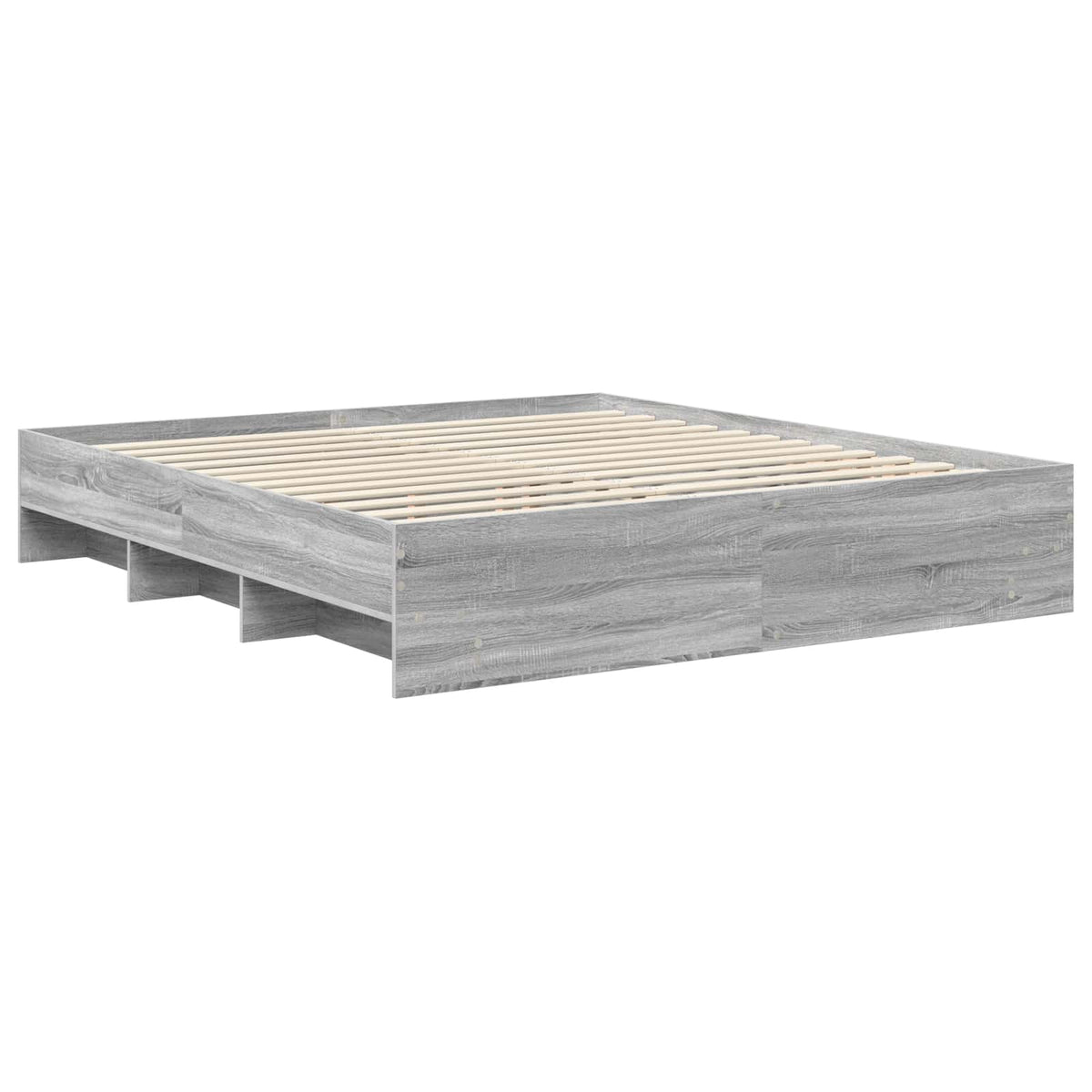 Bed Frame Grey Sonoma 200 x 200 cm Engineered Wood