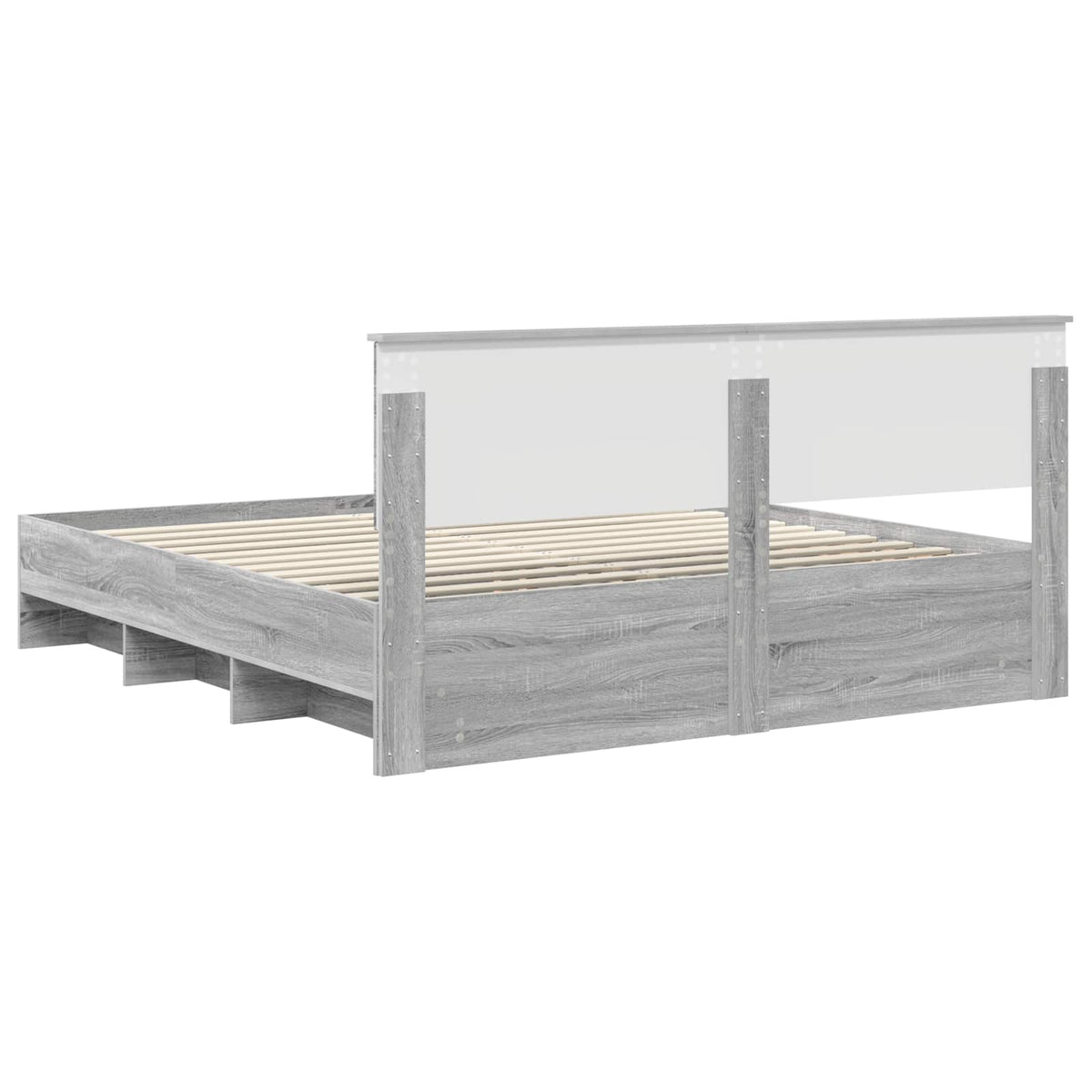 Bed Frame Grey Sonoma 200 x 200 cm Engineered Wood