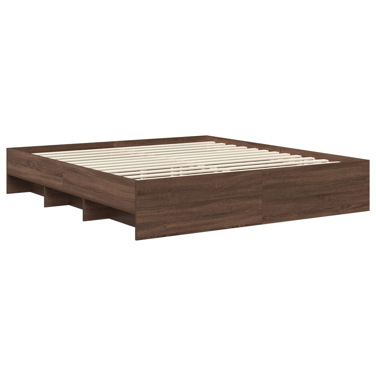 Bed Frame with Headboard Brown Oak 200 x 200 cm Engineered Wood