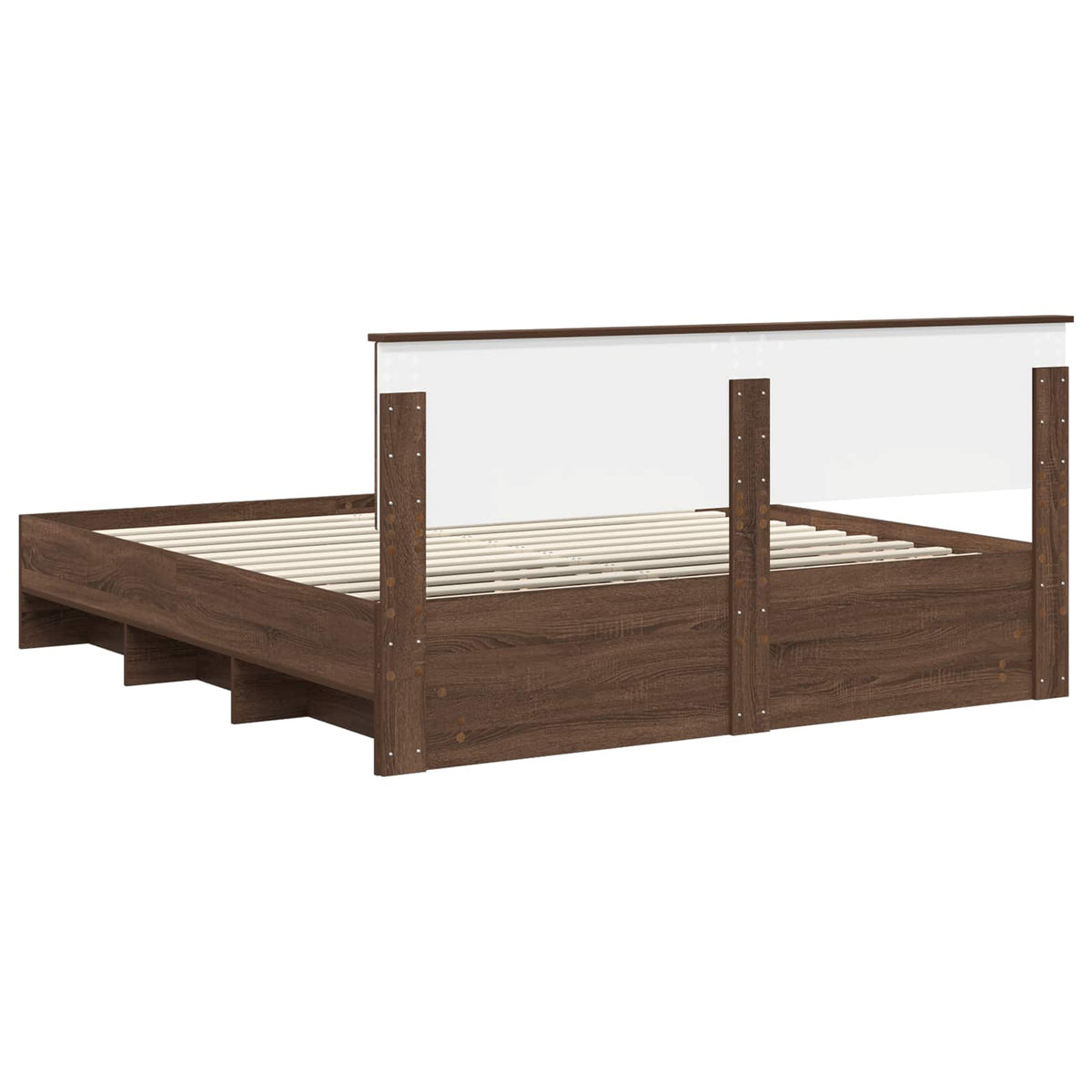 Bed Frame with Headboard Brown Oak 200 x 200 cm Engineered Wood
