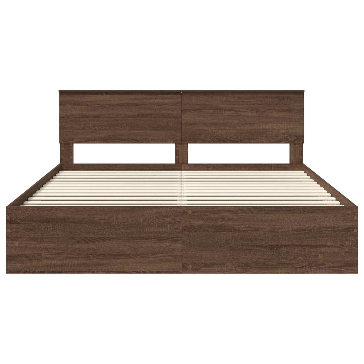 Bed Frame with Headboard Brown Oak 200 x 200 cm Engineered Wood