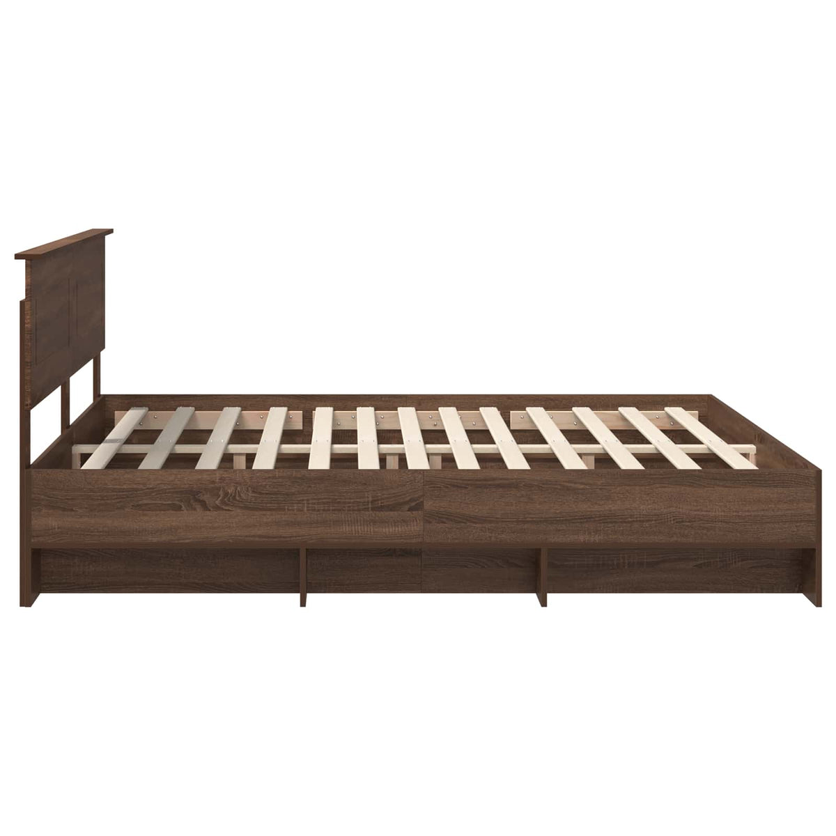 Bed Frame with Headboard Brown Oak 200 x 200 cm Engineered Wood