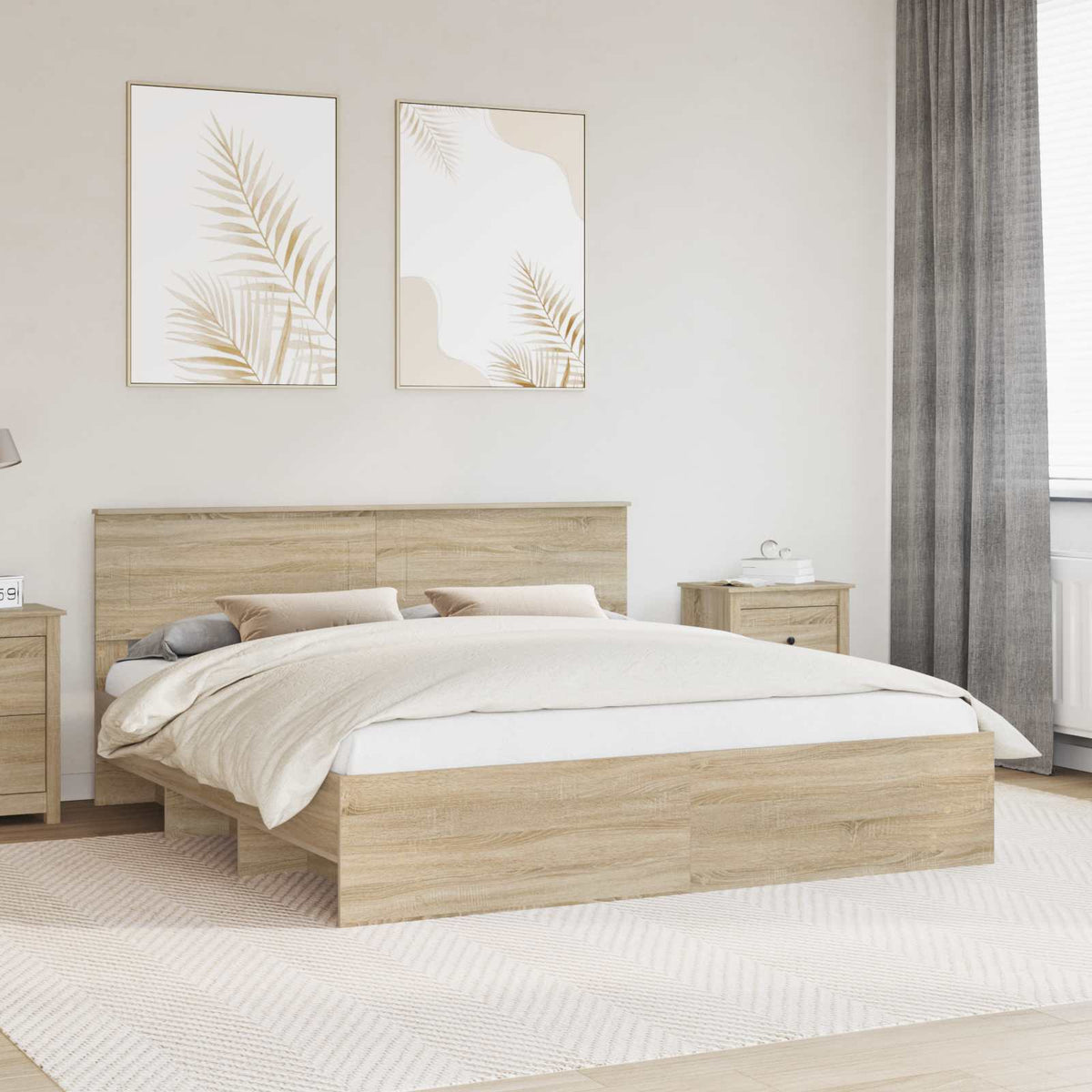 Bed Frame Sonoma Oak 180 x 200 cm Engineered Wood