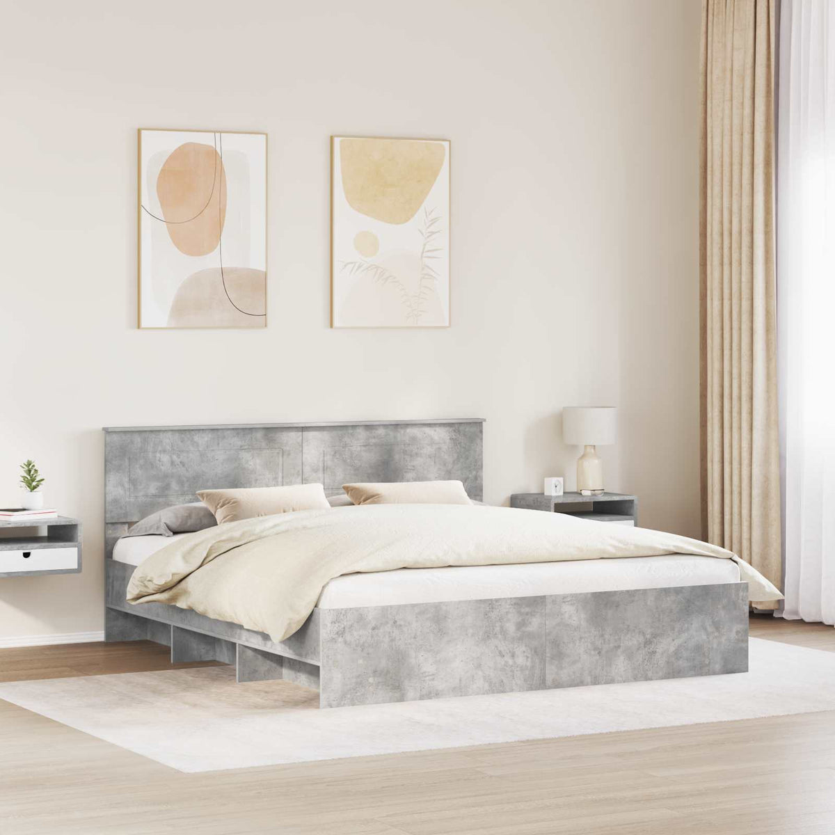Bed Frame Concrete Grey 180 x 200 cm Engineered Wood