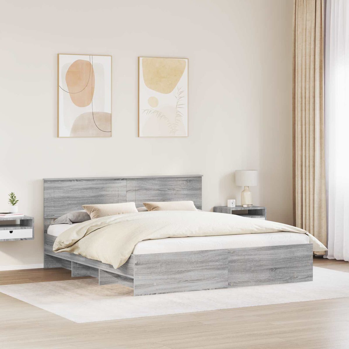 Bed Frame Grey Sonoma 180 x 200 cm Engineered Wood