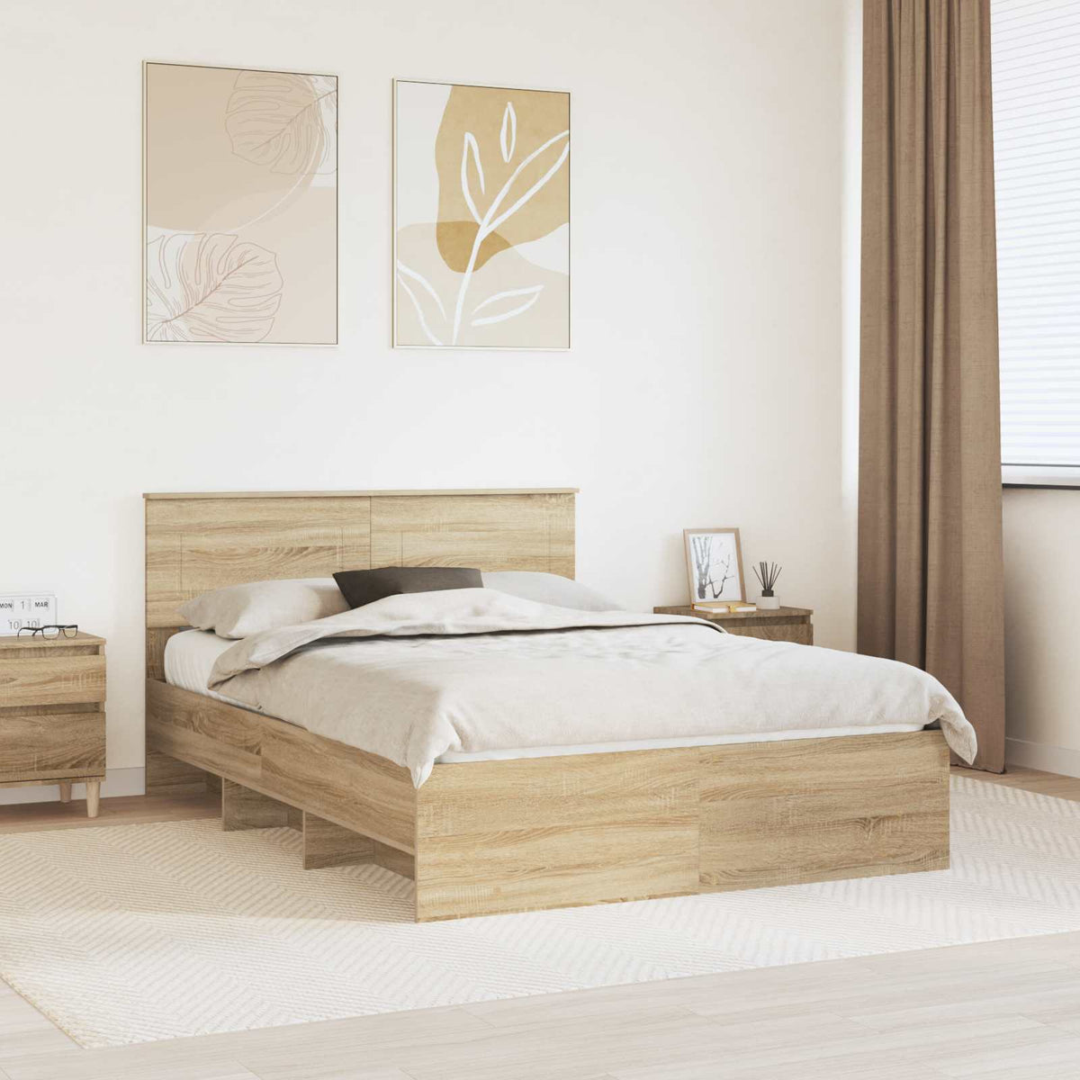 Bed Frame Sonoma Oak 160 x 200 cm Engineered Wood