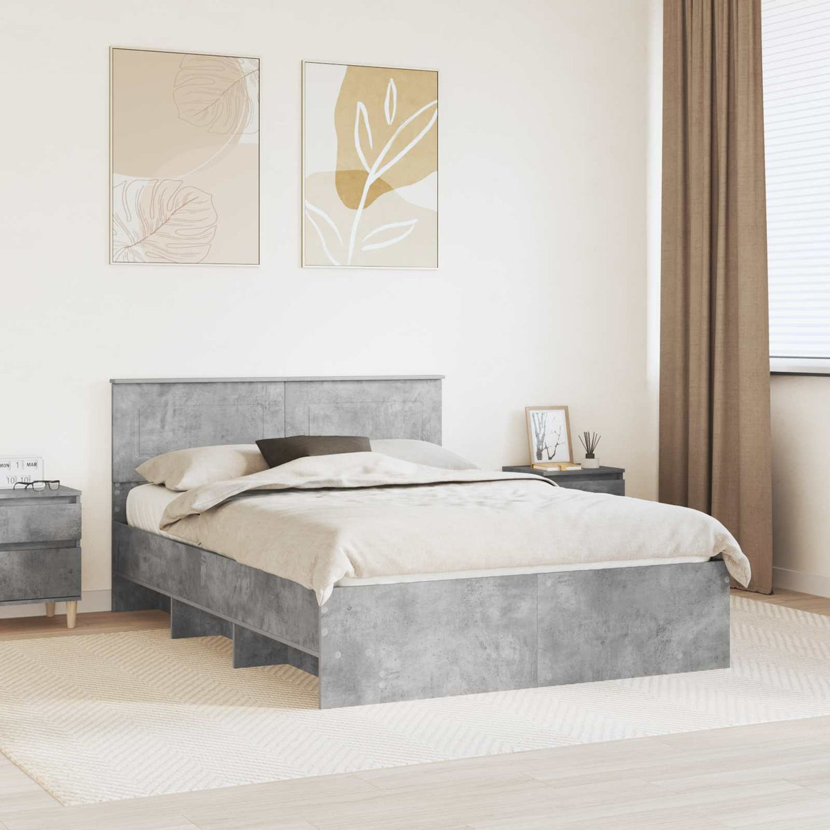 Bed Frame Concrete Grey 160 x 200 cm Engineered Wood