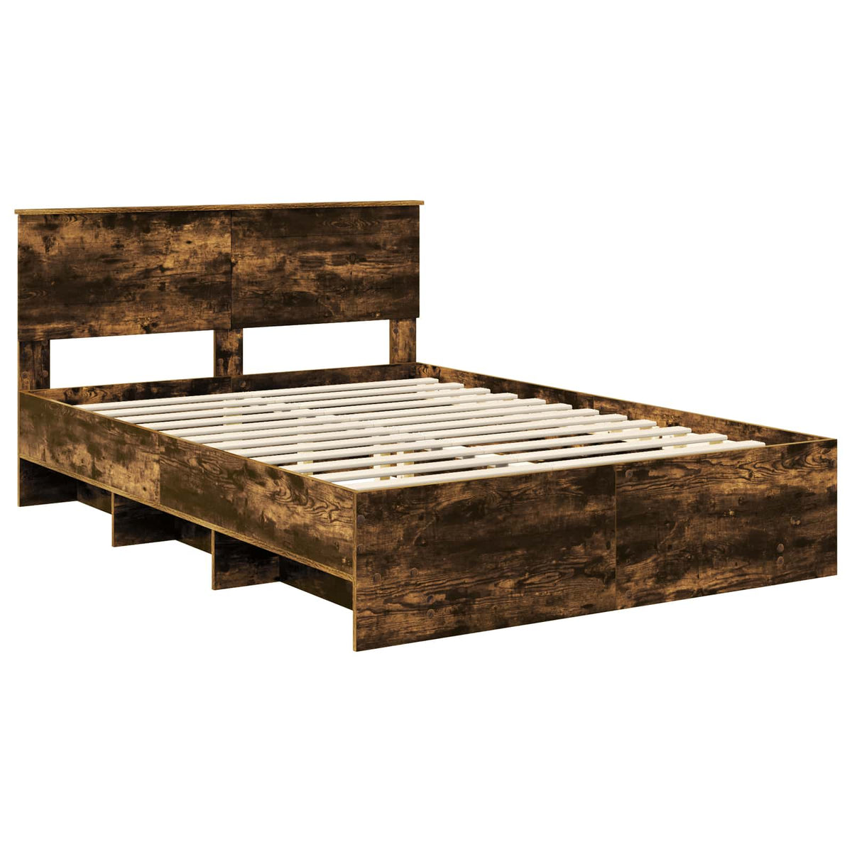 Bed Frame Smoked Oak 160 x 200 cm Engineered Wood