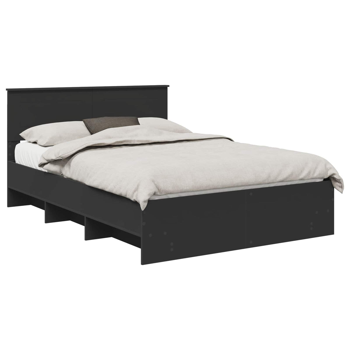 Bed Frame with Headboard Black 140 x 200 cm Engineered Wood