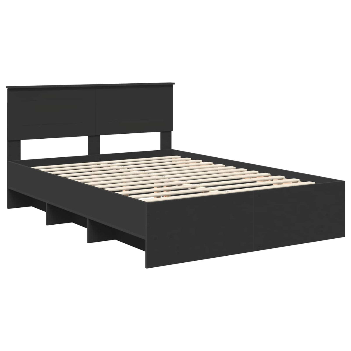 Bed Frame with Headboard Black 140 x 200 cm Engineered Wood