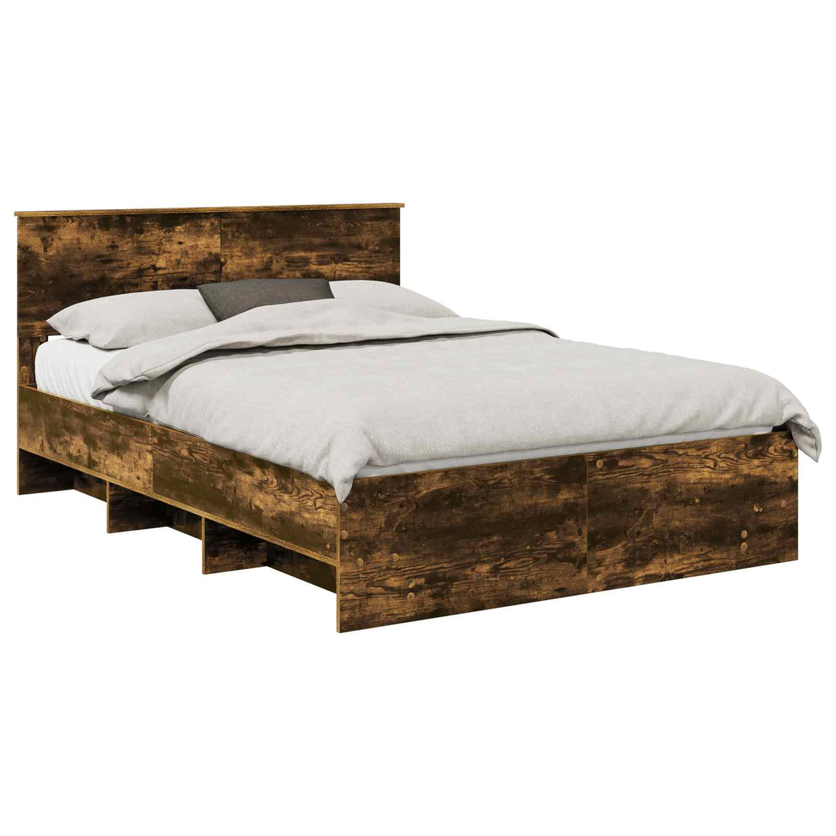 Bed Frame Smoked Oak 140 x 200 cm Engineered Wood