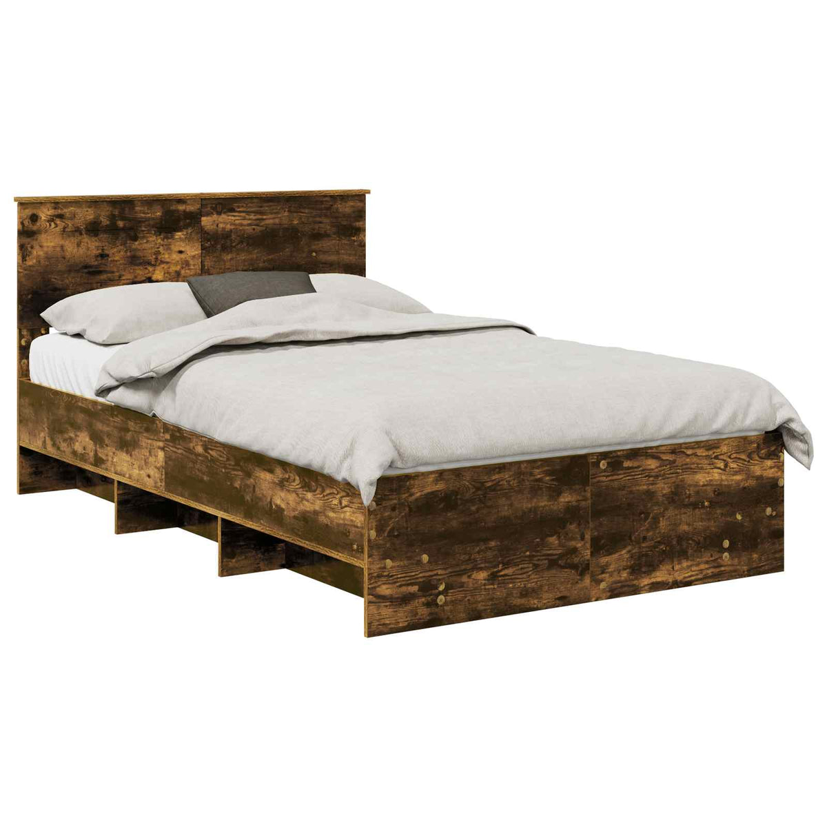 Bed Frame Smoked Oak 135 x 190 cm Engineered Wood