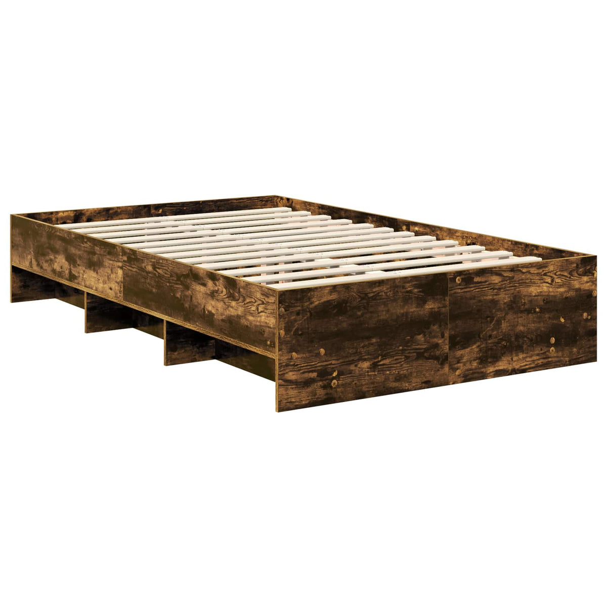 Bed Frame Smoked Oak 135 x 190 cm Engineered Wood