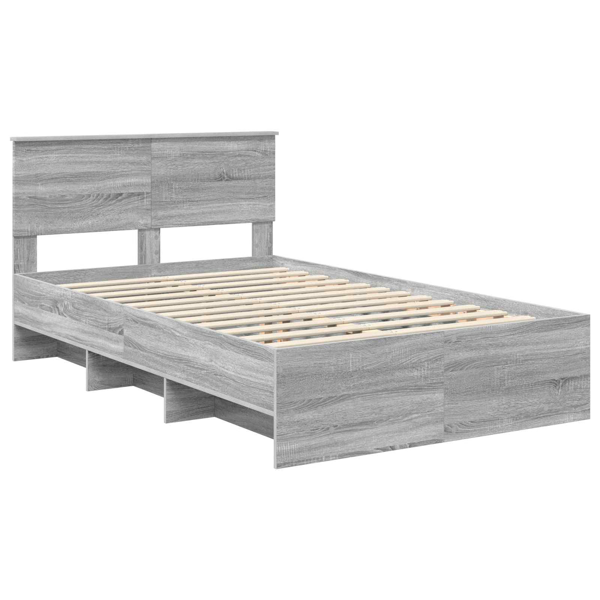 Bed Frame Grey Sonoma 135 x 190 cm Engineered Wood