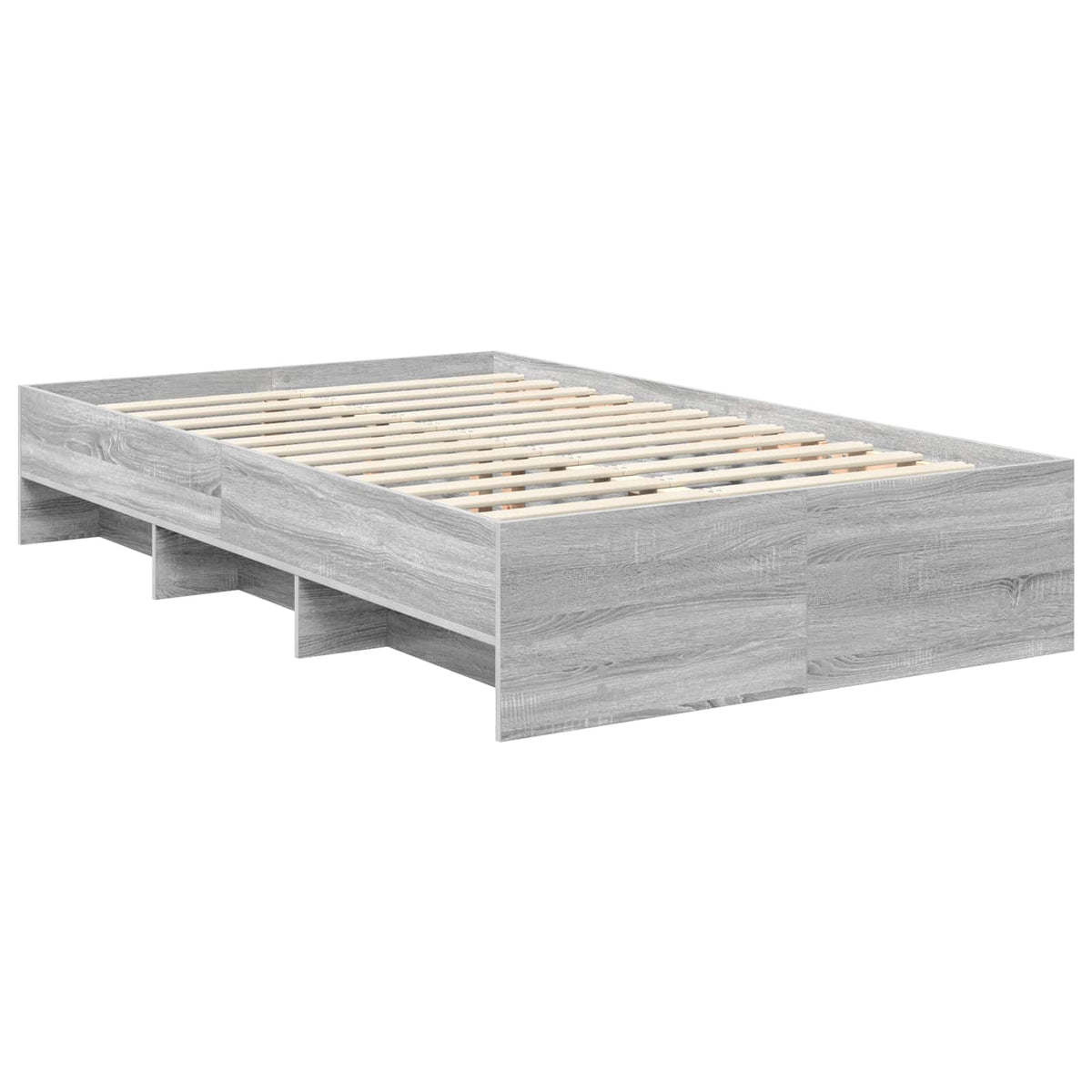Bed Frame Grey Sonoma 135 x 190 cm Engineered Wood