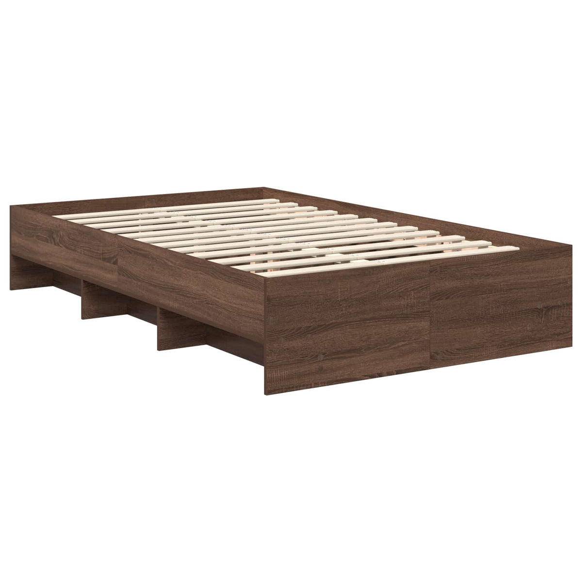 Bed Frame Brown Oak 135 x 190 cm Engineered Wood