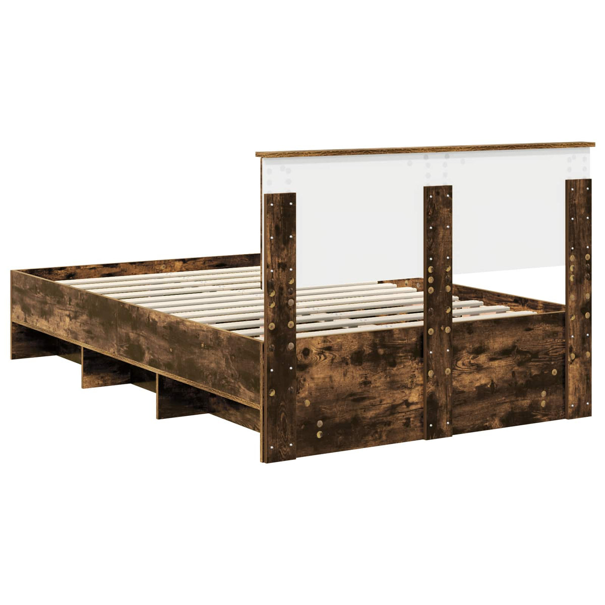 Bed Frame Smoked Oak 120 x 190 cm Engineered Wood