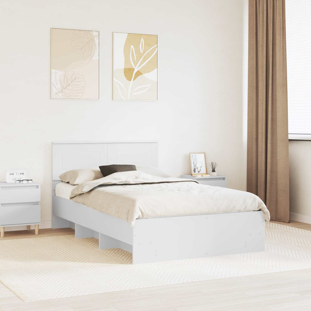 Bed Frame White 120 x 200 cm Engineered Wood
