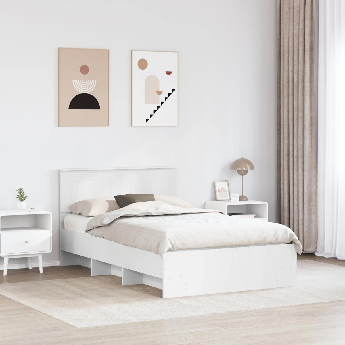 Bed Frame White 120 x 200 cm Engineered Wood