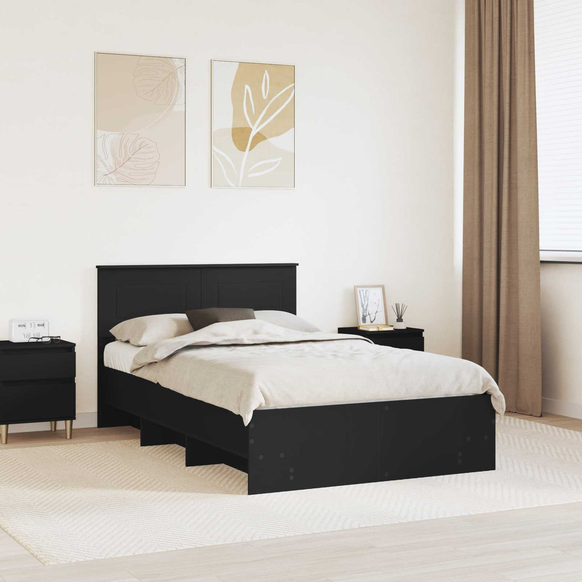 Bed Frame Black 120 x 200 cm Engineered Wood