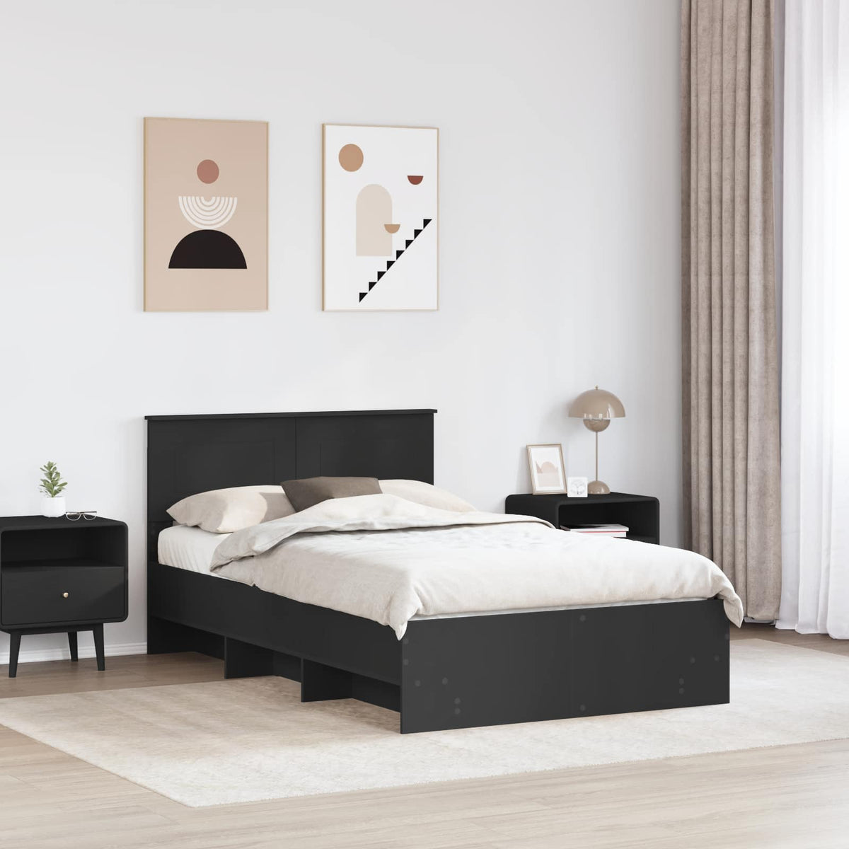 Bed Frame Black 120 x 200 cm Engineered Wood
