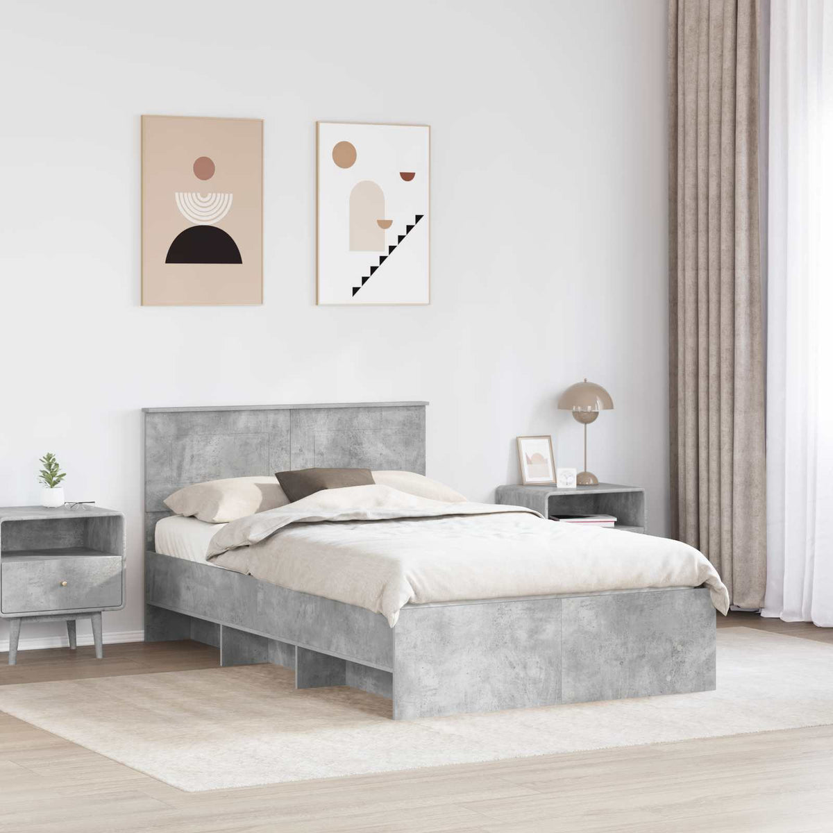 Bed Frame Concrete Grey 120 x 200 cm Engineered Wood