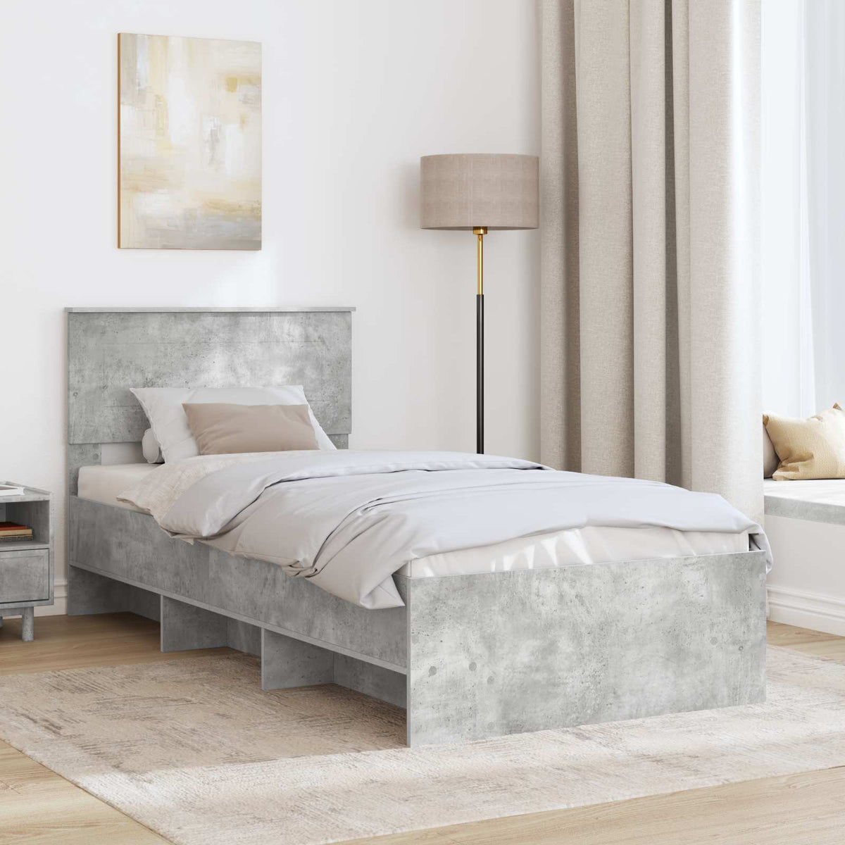 Bed Frame Concrete Grey 100 x 200 cm Engineered Wood