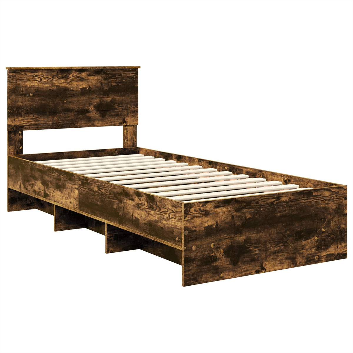 Bed Frame Smoked Oak 100 x 200 cm Engineered Wood