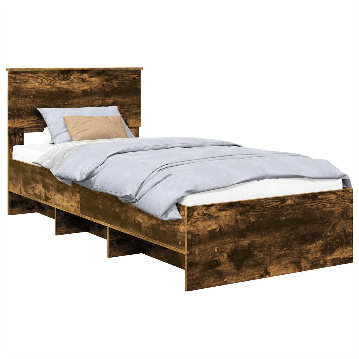 Bed Frame with Headboard Smoked Oak 90 x 200 cm Engineered Wood