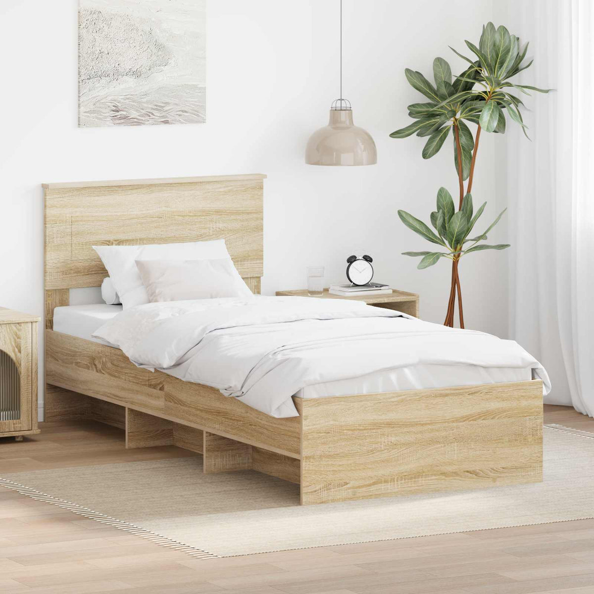 Bed Frame Sonoma Oak 75 x 190 cm Engineered Wood