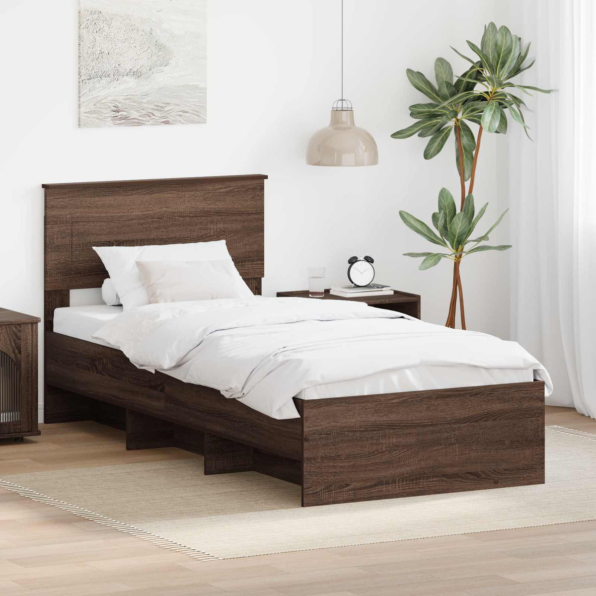 Bed Frame Brown Oak 75 x 190 cm Engineered Wood
