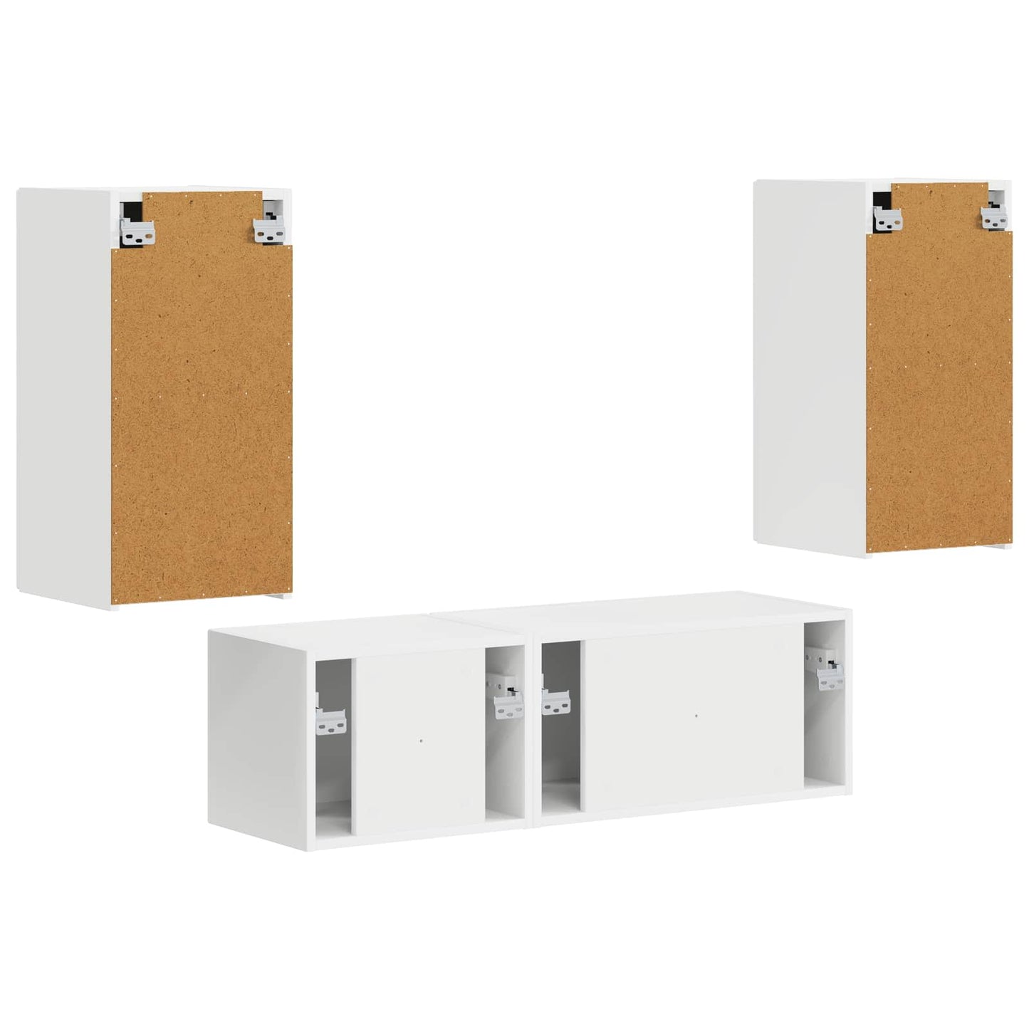 TV Wall Cabinet Set Wall-mounted 4 pcs White Engineered Wood