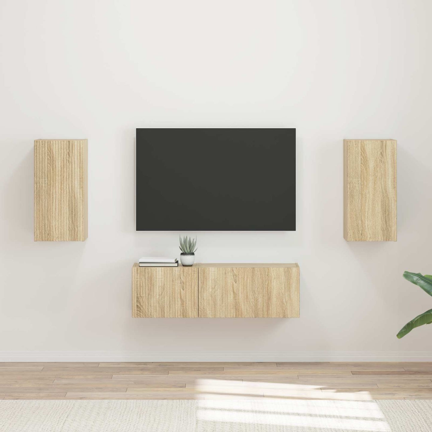 TV Wall Cabinet Set 4 pcs Sonoma Oak Engineered Wood