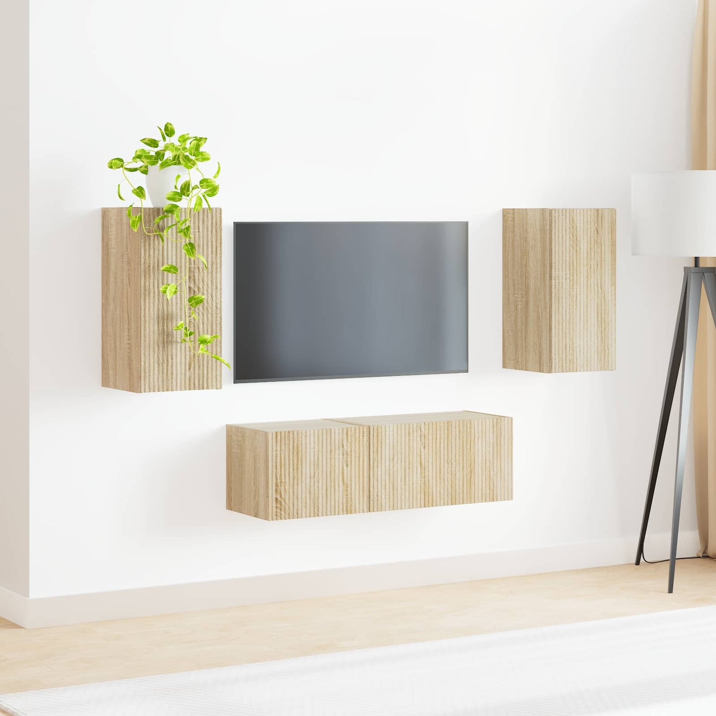 TV Wall Cabinet Set 4 pcs Sonoma Oak Engineered Wood