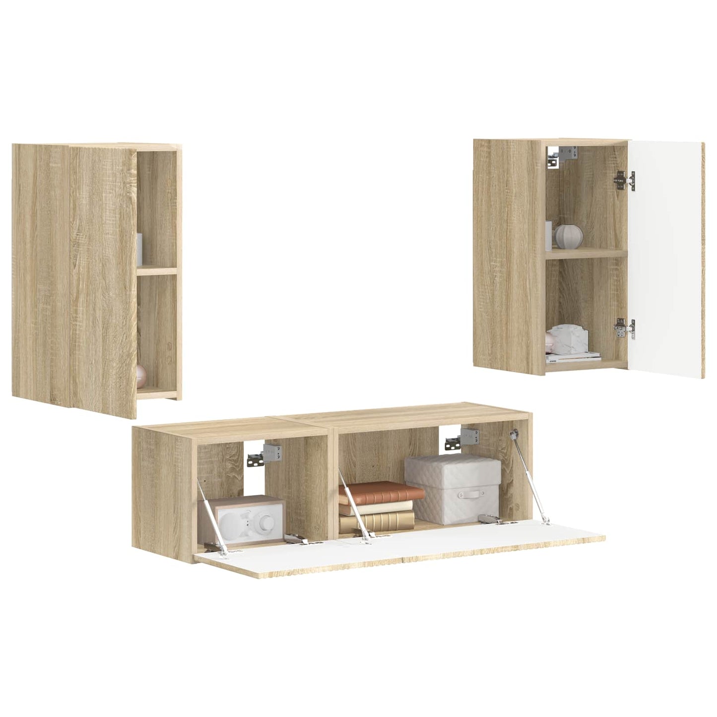 TV Wall Cabinet Set 4 pcs Sonoma Oak Engineered Wood