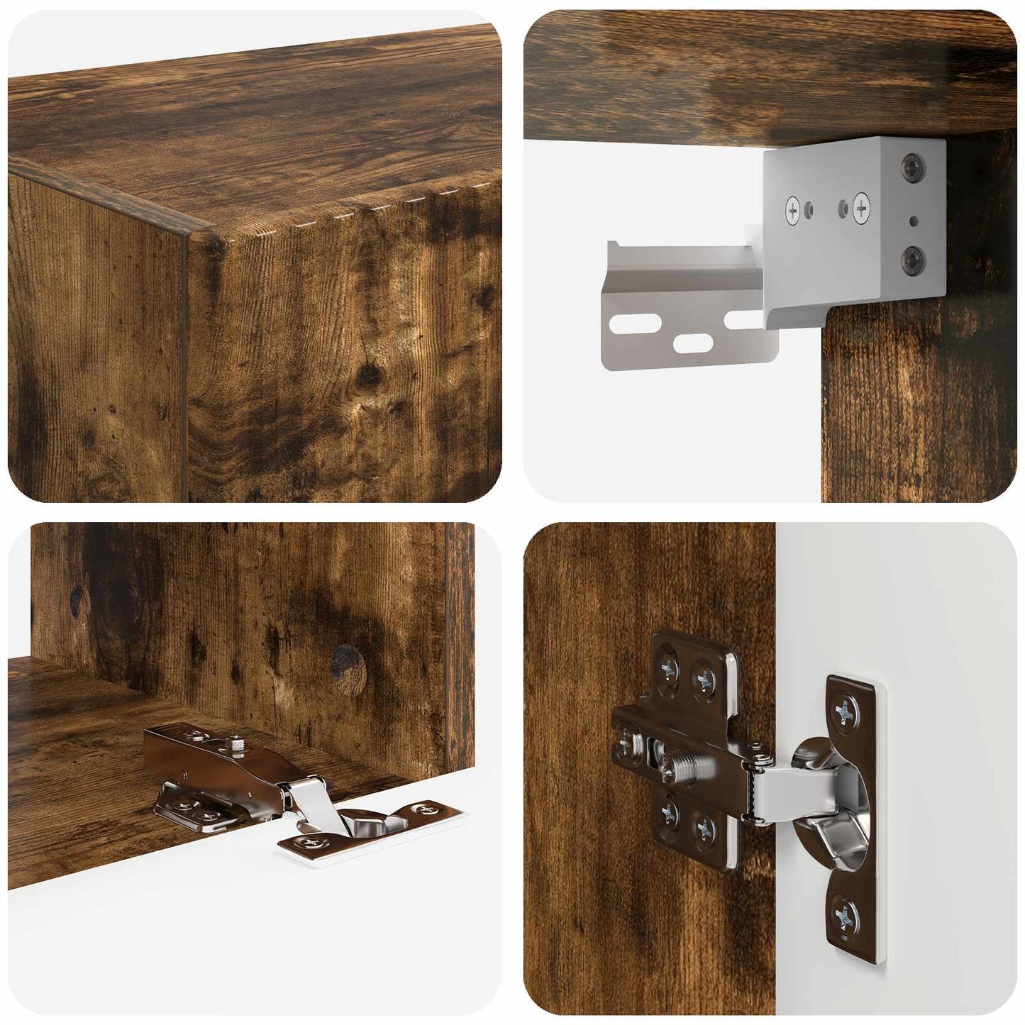TV Wall Cabinet Set 4 pcs Smoked Oak Engineered Wood